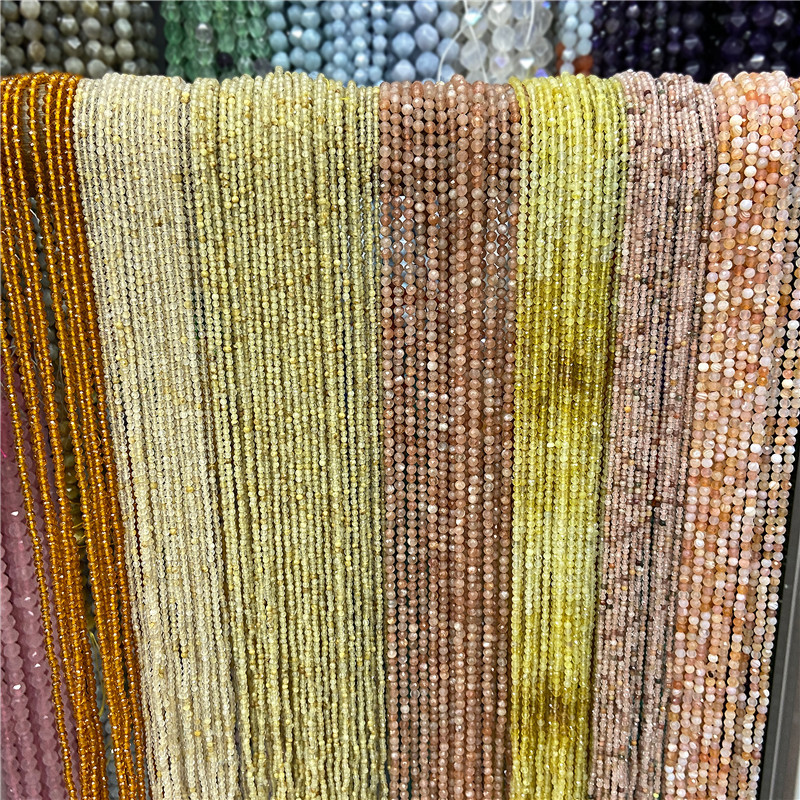 Comerț en-gros cu fațete din piatră naturală galbenă cuarț margele rotunde zircon piatră lunii turmalină margele libere pentru bijuterii accesoriu