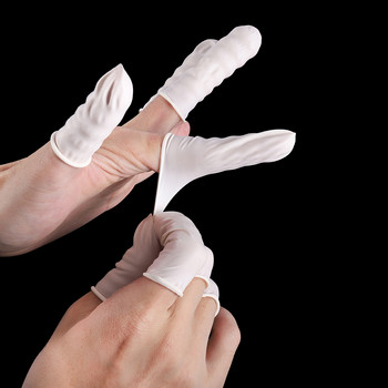 50/100 τμχ Λευκά γάντια προστασίας άκρων μιας χρήσης από καουτσούκ Αντιολισθητικά κρεβατάκια με κάλυμμα δακτύλων για προμήθειες εργαλείων καλουπιών ρητίνης DIY