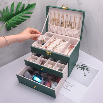 Супер практичен дизайнерски кожен пръстен и огърлица Кутия за бижута Гореща продажба