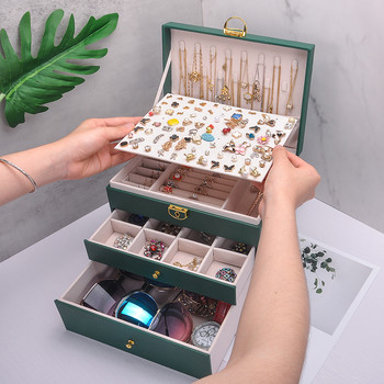Супер практичен дизайнерски кожен пръстен и огърлица Кутия за бижута Гореща продажба