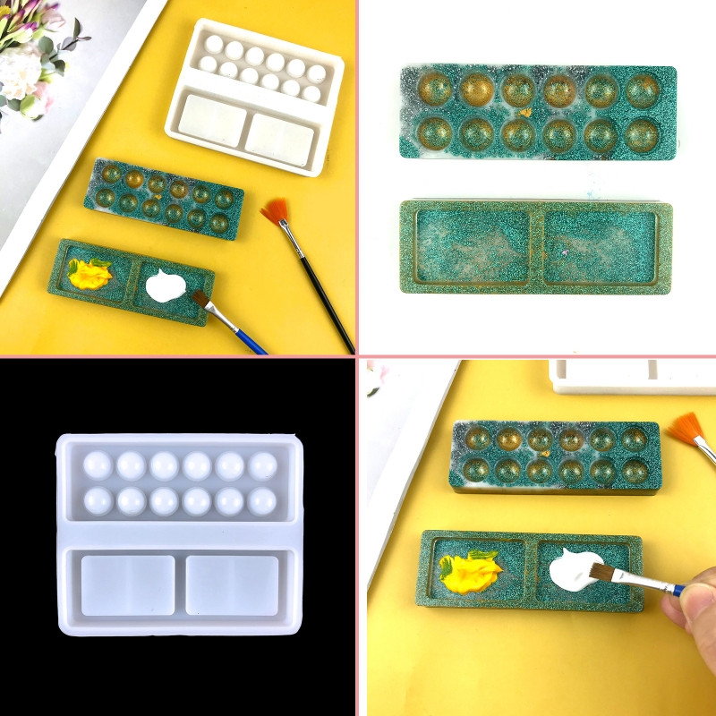 Model de turnare din rășină pentru paletă de vopsea pentru artist realizată manual, forma ovală, pentru paletă de artă, matriță de rășină, pentru vopsea în ulei, pentru palete, forme de pictură