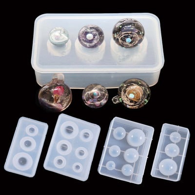 1 db különböző méretű Universe Ball Shpe típusú epoxigyanta formák ékszerfüggő szilikon ékszereszközökhöz