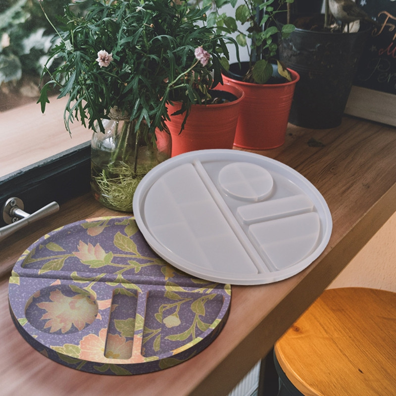 J60E Δίσκος μακιγιάζ για καλούπι εποξειδικής ρητίνης Καλούπι καλλυντικής σιλικόνης Δίσκος αποθήκευσης εποξειδικής ρητίνης Καλούπι ρητίνης για DIY Διακοσμητικός δίσκος κοσμημάτων