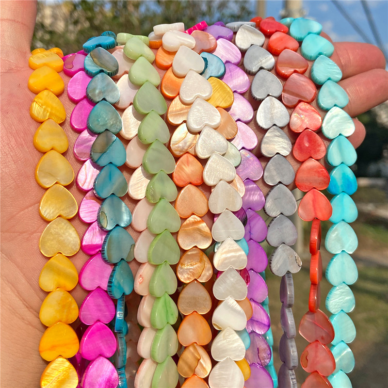 6/8/10/12 χιλιοστά Πολύχρωμες χάντρες από κοχύλι καρδιάς Βαμμένες χάντρες από φυσικό γλυκό νερό για κοσμήματα Σκουλαρίκια βραχιόλια για DIY