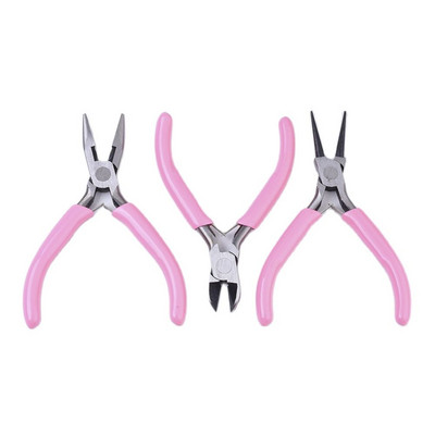 Комплекти мини клещи за бижута Направи си сам инструменти за бижута, оборудване за изработка на бижута Направи си сам, въглеродна стомана DeepPink, 70~80x40~52x6~9mmF80