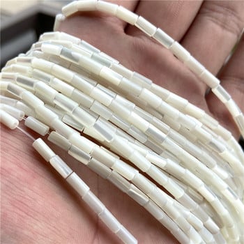 Χονδρικό φυσικό λευκό σωλήνα Shell Mother Of Pearl Loose Spacer Beads for Jewelry Making DIY Βραχιόλι Χειροποίητο 3*7mm