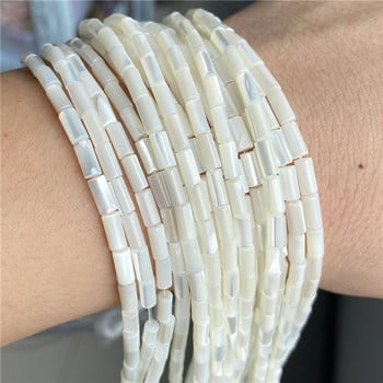 Χονδρικό φυσικό λευκό σωλήνα Shell Mother Of Pearl Loose Spacer Beads for Jewelry Making DIY Βραχιόλι Χειροποίητο 3*7mm