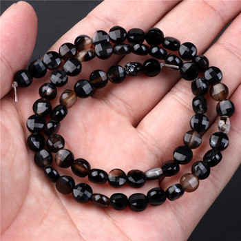 A+++ Φυσικοί Μαύροι Αχάτες Onyx Stone Bead Faceted Tube Round Loose Spacer Beads Diy βραχιόλι κολιέ Κοσμήματα Χειροποίητα χειροτεχνήματα