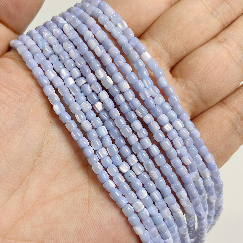 110 kom/traka 3 mm perle cilindričnog oblika Perle od prirodnog sedefa školjke Plavi labavi odstojnik s perlama za izradu nakita DIY obrt