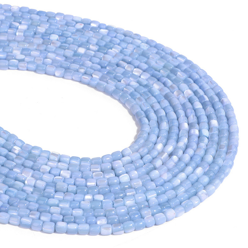 110 kom/traka 3 mm perle cilindričnog oblika Perle od prirodnog sedefa školjke Plavi labavi odstojnik s perlama za izradu nakita DIY obrt