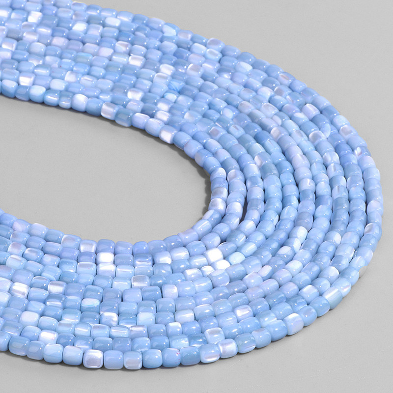 110 kom/traka 3 mm perle cilindričnog oblika Perle od prirodnog sedefa školjke Plavi labavi odstojnik s perlama za izradu nakita DIY obrt