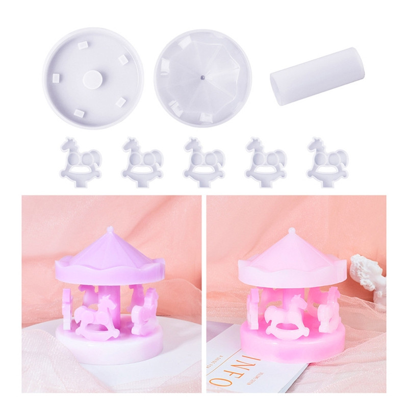 Karusel Ornament Kristalni kalup od epoksidne smole Merry-Go-Round Decoration Silikonski kalup DIY Alat za lijevanje