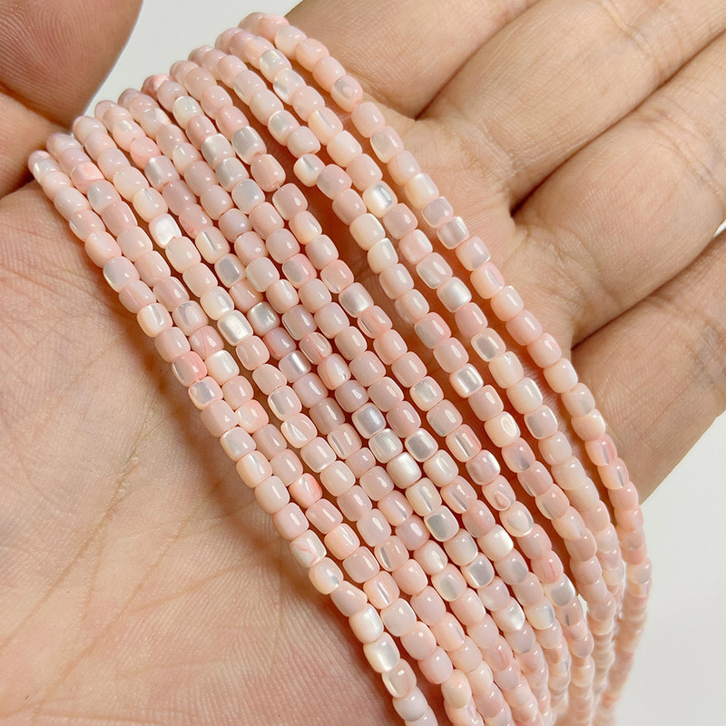 Φυσικό Shell Bead 3mm Rondelle Loose Spacer Pink Mother of Pearl Beads for Jewelry Making DIY Earrings Βραχιόλια Κολιέ 14"