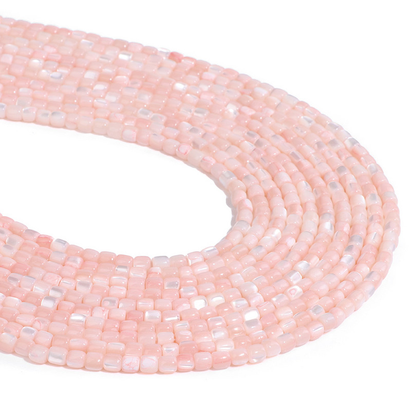 Φυσικό Shell Bead 3mm Rondelle Loose Spacer Pink Mother of Pearl Beads for Jewelry Making DIY Earrings Βραχιόλια Κολιέ 14"
