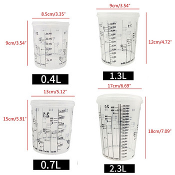 5 бр. Градуирани прозрачни пластмасови чаши за смесване на бои за еднократна употреба Калибрирани съотношения на смесване Мерителни чаши за инструменти от смола за боя