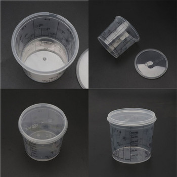 5 бр. Градуирани прозрачни пластмасови чаши за смесване на бои за еднократна употреба Калибрирани съотношения на смесване Мерителни чаши за инструменти от смола за боя