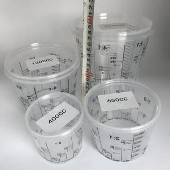 5 τμχ Διαβαθμισμένα διαφανή πλαστικά κύπελλα ανάμειξης χρωμάτων μιας χρήσης Βαθμονομημένες αναλογίες ανάμειξης Κύπελλα μέτρησης για εργαλεία ρητίνης βαφής