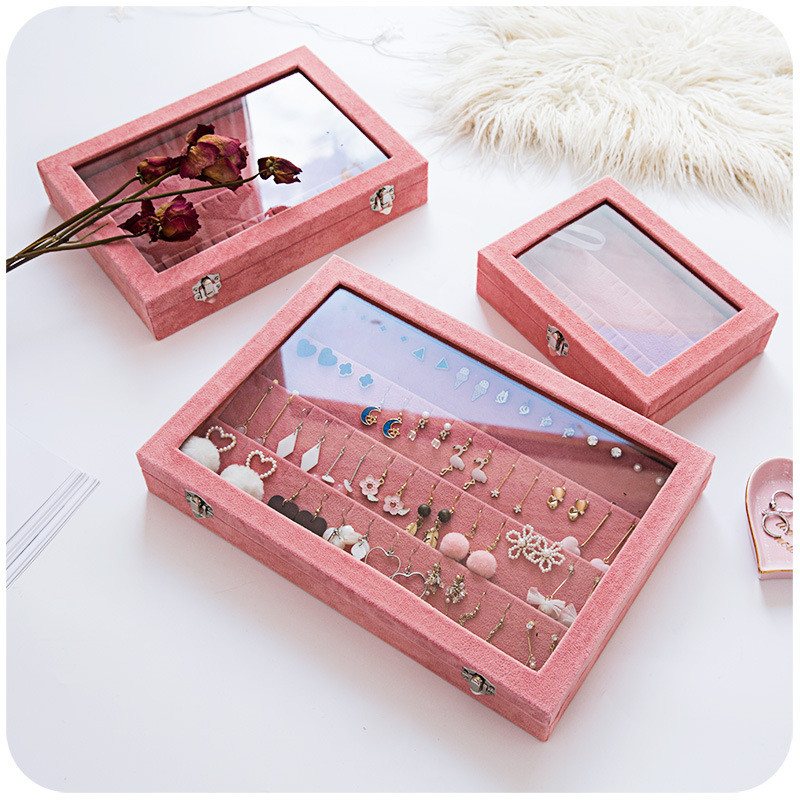 WE, cutie mare de bijuterii din flanel, rezistentă la praf, vitrina pentru inele de depozitare, organizator de bijuterii pentru doamnă pentru cercei Joyeros Organizador De Joyas