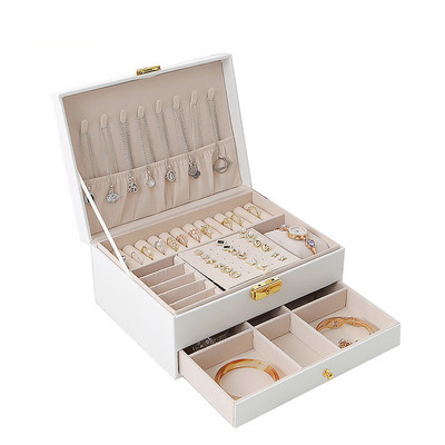 WEJEBOX Kožna kutija za nakit novog kapaciteta s jastukom Putni organizator nakita Ogrlica Naušnice Prsten Kutija za pohranu za darove za žene