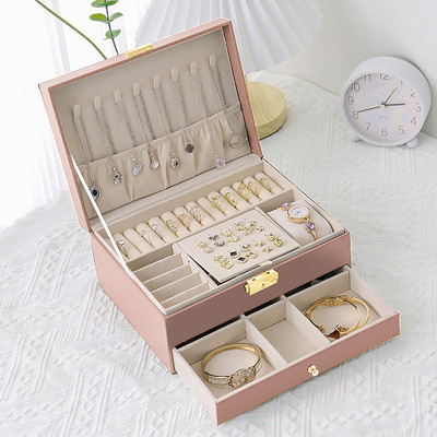 WEJEBOX Kožna kutija za nakit novog kapaciteta s jastukom Putni organizator nakita Ogrlica Naušnice Prsten Kutija za pohranu za darove za žene