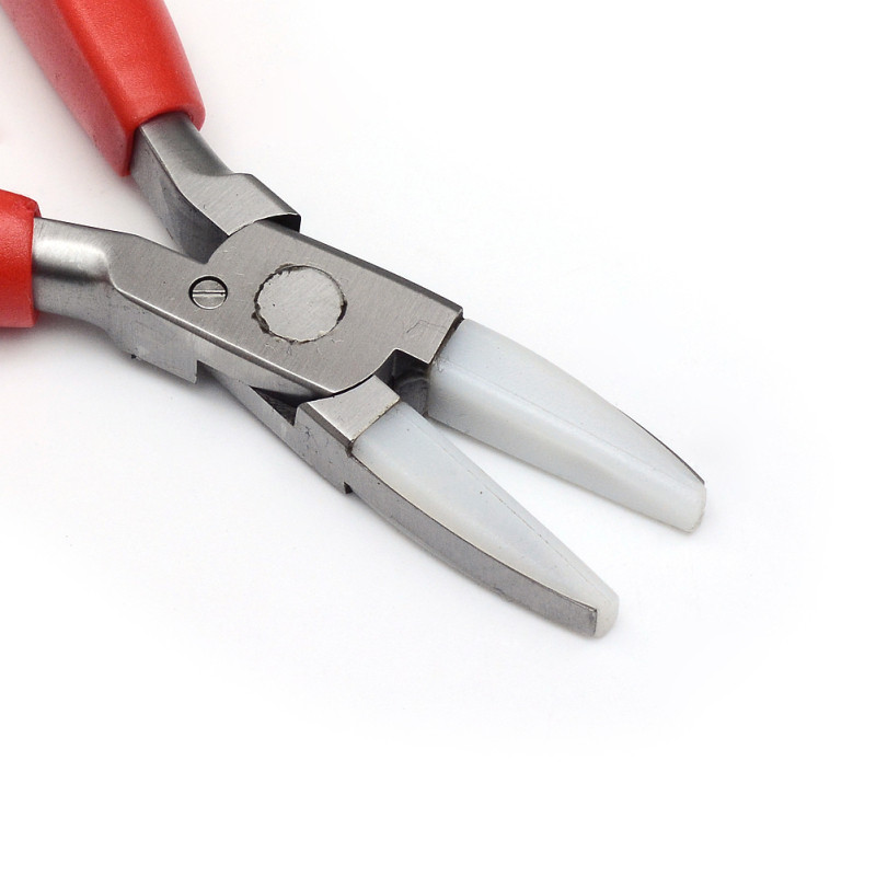 Anglinio plieno nailono žandikaulio replės Plokščios nosies replės su snapeliais papuošalų gamybos įrankiai 160x60x17mm