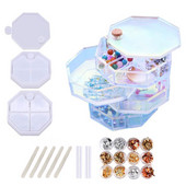 1 Set Jewelry Organizer Box Καλούπι σιλικόνης από ρητίνη για γυναίκες, DIY Περιστρεφόμενη θήκη κοσμημάτων πολλαπλών στρώσεων Θήκη αποθήκευσης για βραχιόλια