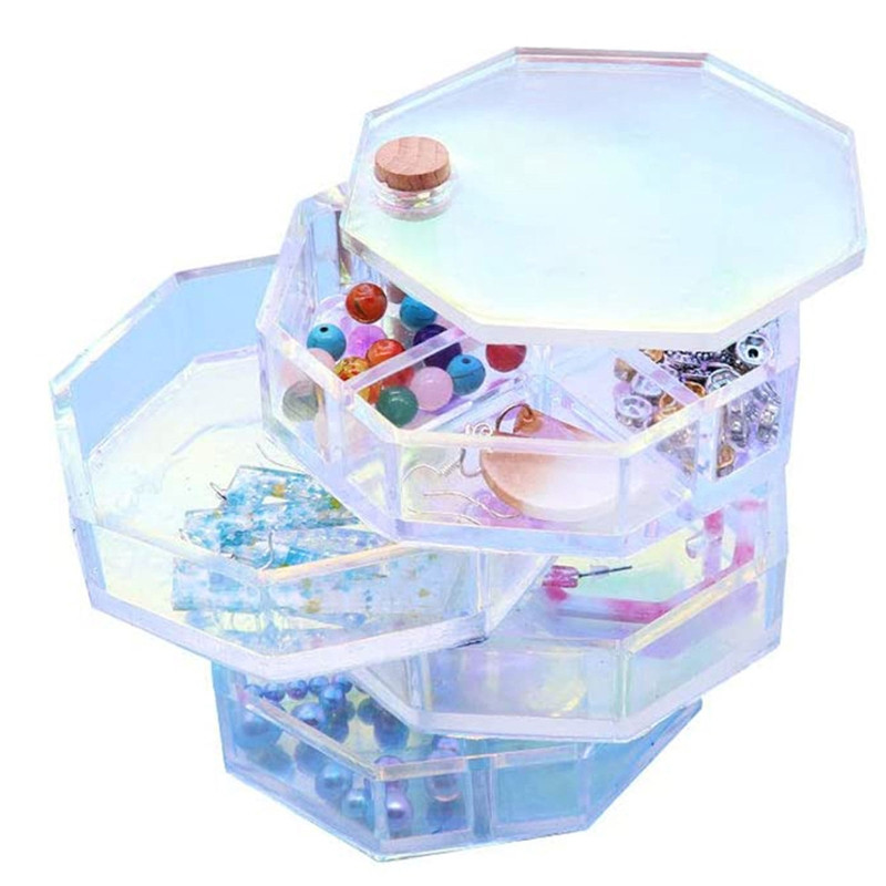 1 Set Jewelry Organizer Box Καλούπι σιλικόνης από ρητίνη για γυναίκες, DIY Περιστρεφόμενη θήκη κοσμημάτων πολλαπλών στρώσεων Θήκη αποθήκευσης για βραχιόλια