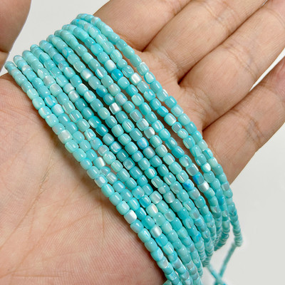 3mm Φυσικό κέλυφος Bead Μπλε Rondelle Shape Loose Spacer Mother of Pearl Beads for DIY Earrings Βραχιόλι κολιέ 14" σκέλος