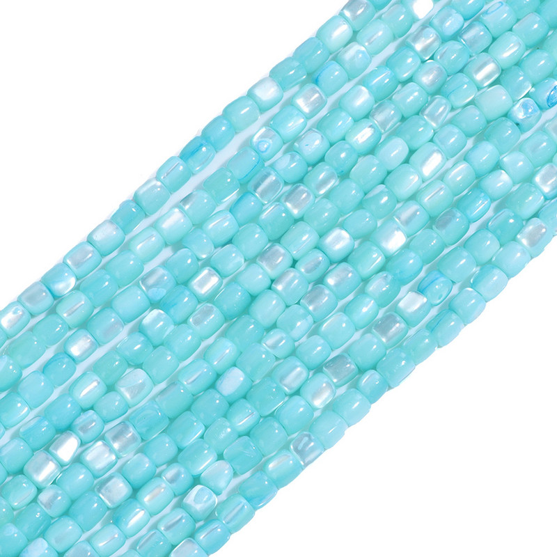 3mm Φυσικό κέλυφος Bead Μπλε Rondelle Shape Loose Spacer Mother of Pearl Beads for DIY Earrings Βραχιόλι κολιέ 14" σκέλος