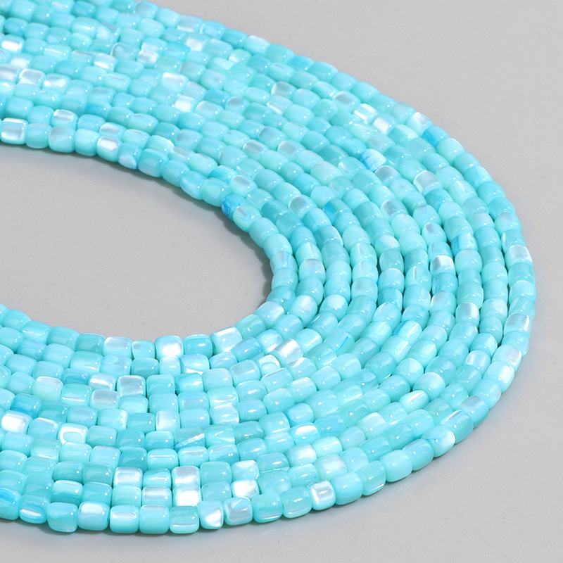 3mm Φυσικό κέλυφος Bead Μπλε Rondelle Shape Loose Spacer Mother of Pearl Beads for DIY Earrings Βραχιόλι κολιέ 14" σκέλος