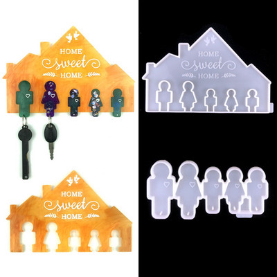 Creative Family Population Стелаж за съхранение на ключове Форми за смола Направи си сам ключодържател Висулка Силиконова епоксидна смола Форми Занаятчийски форми