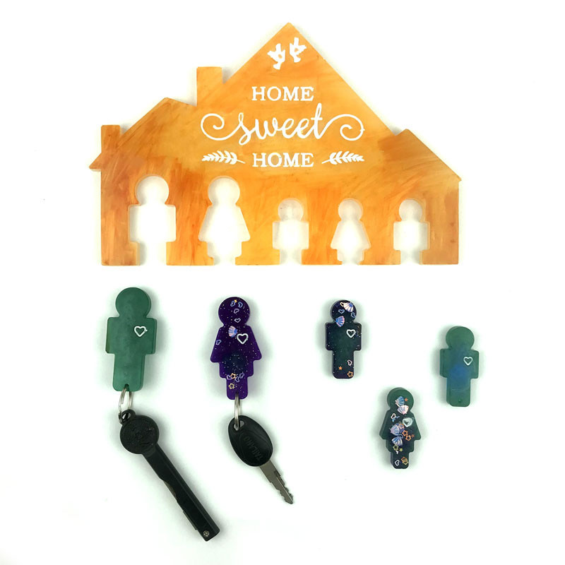 Kreatív családi népesség kulcstároló formák műgyanta DIY kulcstartó függő szilikon epoxigyanta formák kézműves formák számára