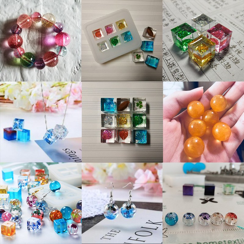 1 τμχ Καλούπι σιλικόνης 12mm 16mm Κύβος Μπάλα Χάντρες με Τρύπα Κολιέ φόρμα σιλικόνης Κρεμαστό Κρεμαστό καλούπι ρητίνης UV Κατασκευή κοσμημάτων