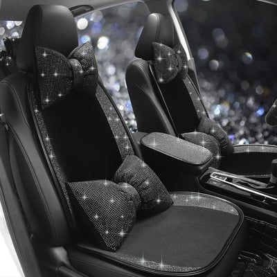 Черни кристали Блестящи Blingbling Four Seasons Универсална модна сладка богиня Подложка за възглавница за столче за кола