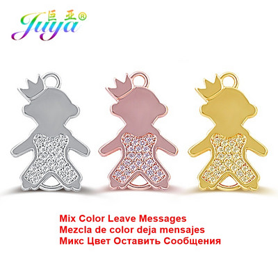 Juya DIY 5db nagykereskedelmi Micro Pave cirkon korona fiú lány csatlakozó bűbáj kellékek kézzel készített karkötő fülbevaló ékszer készítéshez