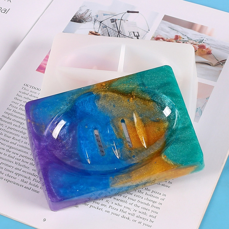 Ръчно изработена кутия за сапун Силиконова форма Сапунена тава Тава за отливане от смола Пръстени от епоксидна смола Държачи за чинии Смола за сапунена тава Форми