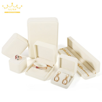 Υψηλής ποιότητας μπεζ φανελένιο κοσμηματοπωλείο Κοσμήματα κουτί δαχτυλίδι κολιέ σκουλαρίκια Κρεμαστό κουτί αποθήκευσης