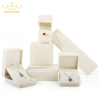 Υψηλής ποιότητας μπεζ φανελένιο κοσμηματοπωλείο Κοσμήματα κουτί δαχτυλίδι κολιέ σκουλαρίκια Κρεμαστό κουτί αποθήκευσης