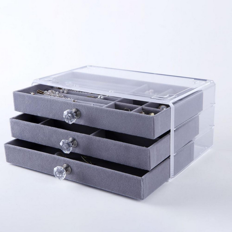 Drawer Design ékszer vitrin doboz akril ékszer rendszerező tároló doboz karkötő fülbevaló gyűrűtartóhoz шкатулка для украшений