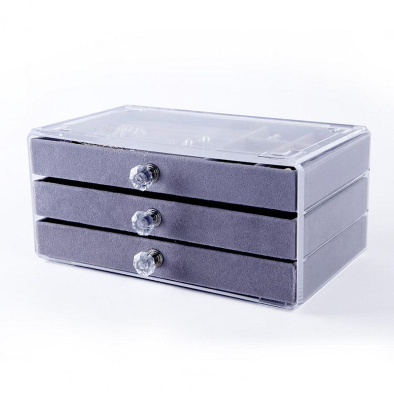 Drawer Design ékszer vitrin doboz akril ékszer rendszerező tároló doboz karkötő fülbevaló gyűrűtartóhoz шкатулка для украшений