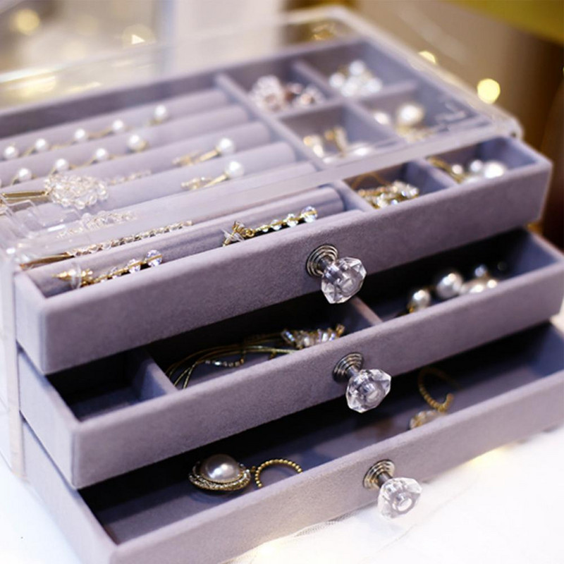 Drawer Design ékszer vitrin doboz akril ékszer rendszerező tároló doboz karkötő fülbevaló gyűrűtartóhoz шкатулка для украшений