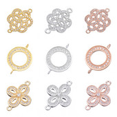 Juya DIY, bijuterii de modă, descoperiri, 2 bucle, creative, rotunde, flori de trandafir, conectori, accesorii pentru brățară, cercei, lucrați manual