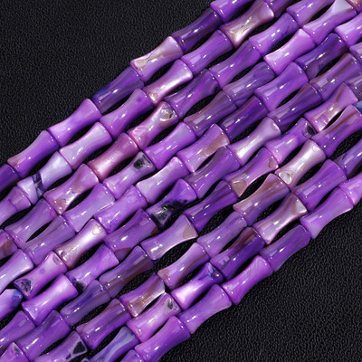 Mărgele de coajă naturală, violet, coajă de sidef, mărgele de bambus în formă de articulație, mărgele de 4x8mm, pentru fabricarea de bijuterii, brățări, colier