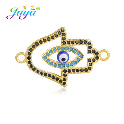 Juya Handmade Hamsa Hand Of Fatima Evil Eye Charms Csatlakozó Kiegészítők Női Férfi Török karkötők Nyaklánc készítés