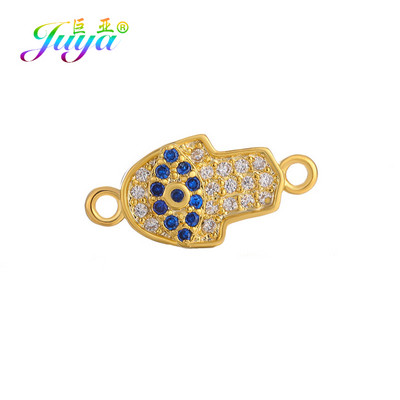 Juya Handmade Hamsa Hand Of Fatima Evil Eye Charms Csatlakozó Kiegészítők Női Férfi Török karkötők Nyaklánc készítés