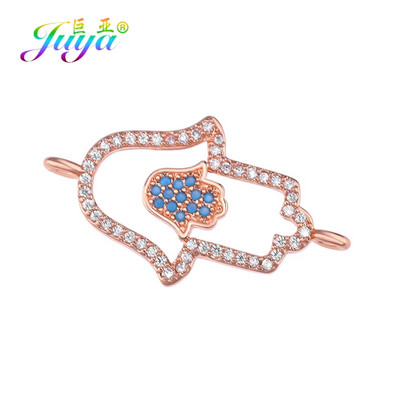 Juya Handmade Hamsa Hand Of Fatima Evil Eye Charms Csatlakozó Kiegészítők Női Férfi Török karkötők Nyaklánc készítés