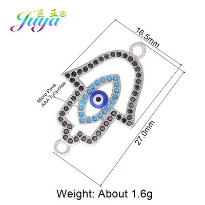 Juya Handmade Hamsa Hand Of Fatima Evil Eye Charms Csatlakozó Kiegészítők Női Férfi Török karkötők Nyaklánc készítés