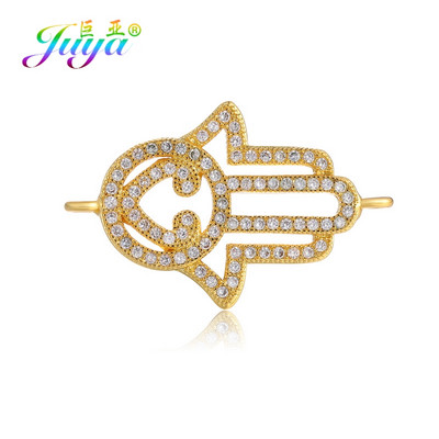 Juya Handmade Hamsa Hand Of Fatima Evil Eye Charms Csatlakozó Kiegészítők Női Férfi Török karkötők Nyaklánc készítés