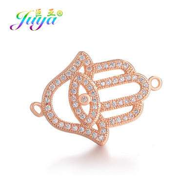 Juya Handmade Hamsa Hand Of Fatima Evil Eye Charms Csatlakozó Kiegészítők Női Férfi Török karkötők Nyaklánc készítés