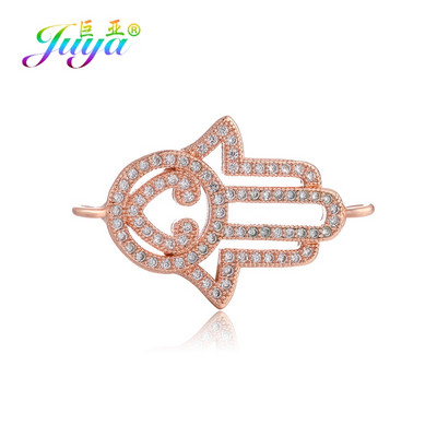 Juya Handmade Hamsa Hand Of Fatima Evil Eye Charms Csatlakozó Kiegészítők Női Férfi Török karkötők Nyaklánc készítés